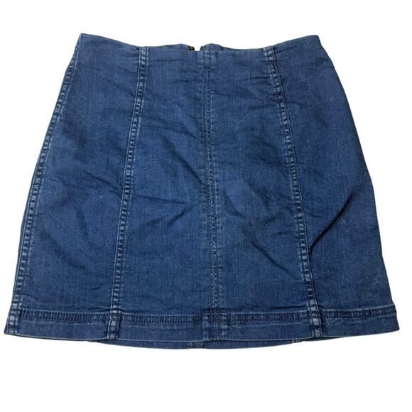 Free People Denim Skirt Women's 8 A-Line Jean Exposed Seams Back Zip - Picture 1 of 6